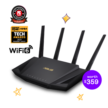 ASUS WiFi-6 Router RT-AX3000 1Gbps Broadband | MyRepublic