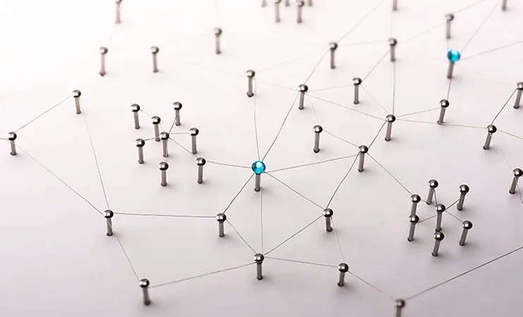 Pins connected on map to represent VPN and routing.
